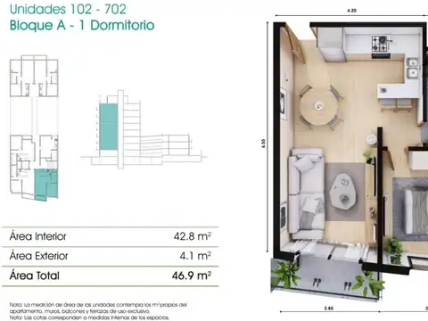 Departamento en Venta de 2 ambientes