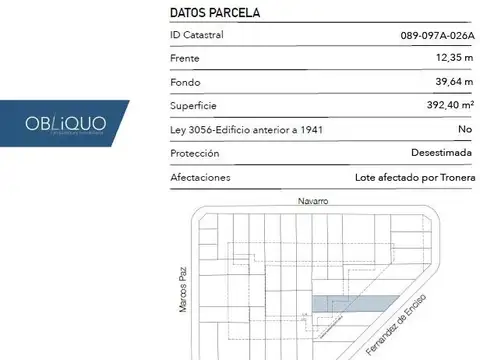 Terreno en Venta en Villa Devoto, USD 799.000