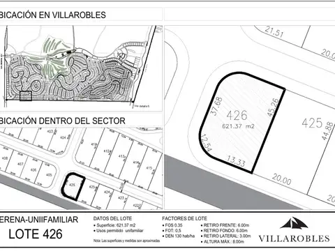 LOTE 426 VENTA EN VILLA ROBLE SERENA