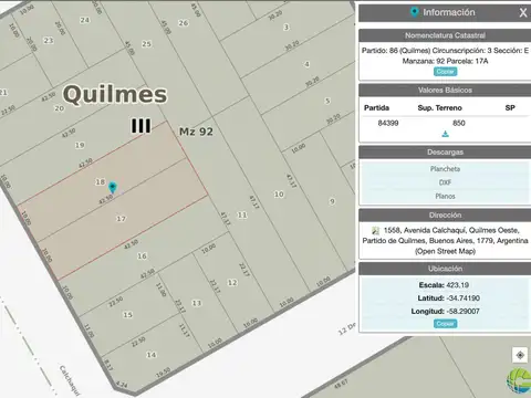 Terreno en Venta 42  mts Frente