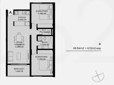 Departamento 4 ambientes con 1 baño