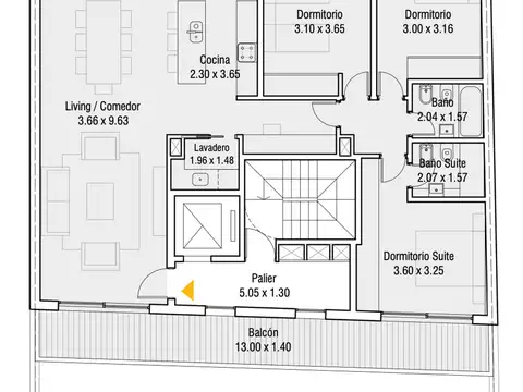 Departamento 4 ambientes con 2 baños