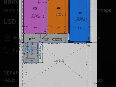 Departamento 2 ambientes con 1 baño