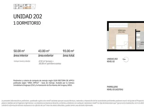 VENTA APTO 1 DORMITORIO, PRADO ESTRENA ENERO 2027