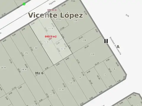 Unico LOTE  de 17,32 X 37,5 ( 649.5M2 APROX) , a metros de Colectora