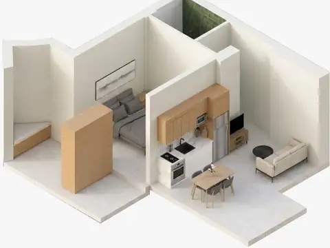 Departamento 2 ambientes con 1 baño