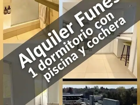 Alquileres "Funes Centro" DEPARTAMENTOS calidad con Gran Piscina y Quincho  + Cochera cubierta portón Automatizado  +  seguridad  Amenitis de categoría  ! la mejor ubicación edificio nuevo "BuenaVista" Funes Centro    ..consulte disponibilidades  y precio