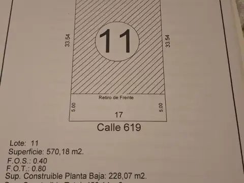 Terreno en Venta 17  mts Frente