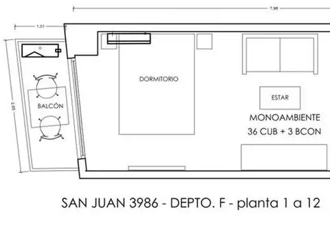 Venta departamento monoambiente Boedo financiacion