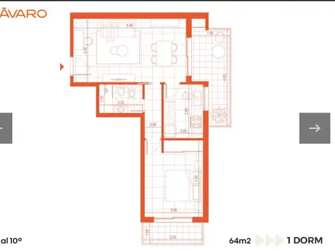 Departamento 3 ambientes con 2 baños