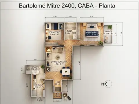 Departamento en Venta de 3 ambientes
