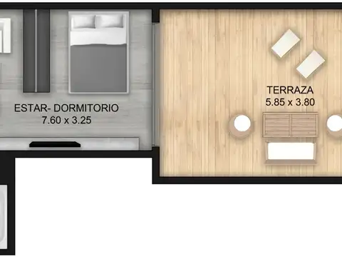 Departamento 2 ambientes con 1 baño