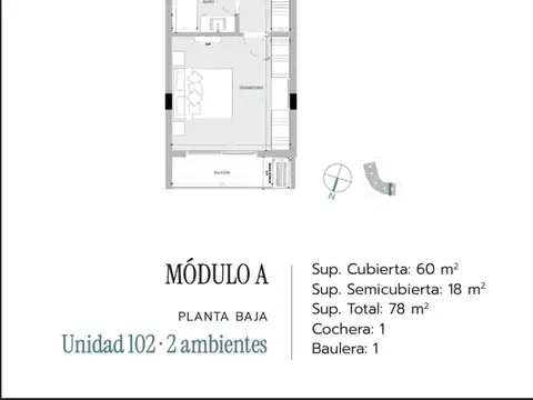 venta de departamento en pozo 1 dorm