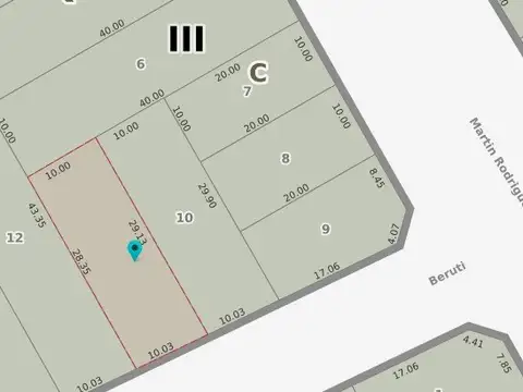 Terreno en Venta 10  mts Frente