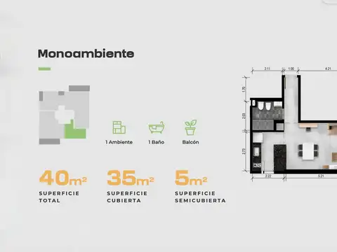 Departamento en Venta de Monoambiente