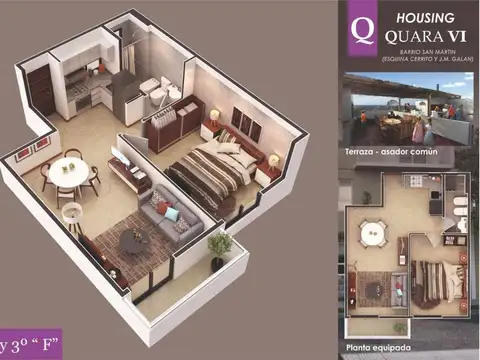 VENTA DEPTO 1 DORM BALCON FRENTE SAN MARTIN