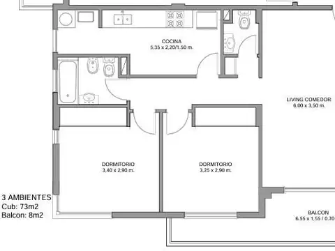 Departamento en Alquiler de 3 ambientes