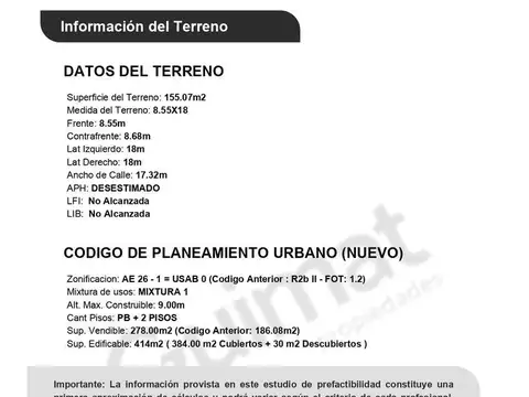 Terreno en Venta de 155,0 m2