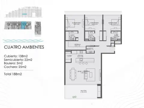 Departamento en Venta de 4 ambientes