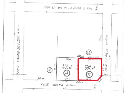 Terreno en Venta de 392,0 m2