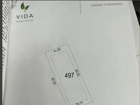 Terreno en Venta 20  mts Frente