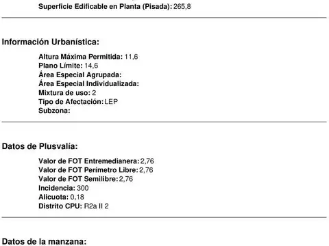 Terreno en Venta 26  mts Fondo