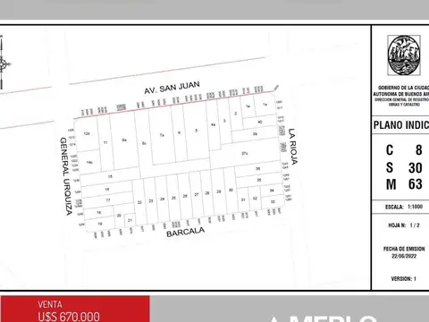 Terreno en Venta 9  mts Frente