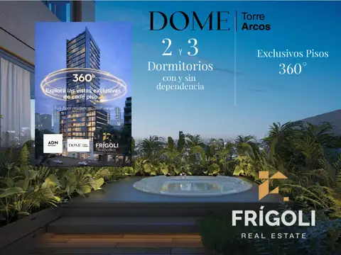 DOME Torre Arcos | 3 amb | 121,83 m² totales | Suite con vestidor | Balcón corrido | 2 baños | Amenities premium | Belgrano