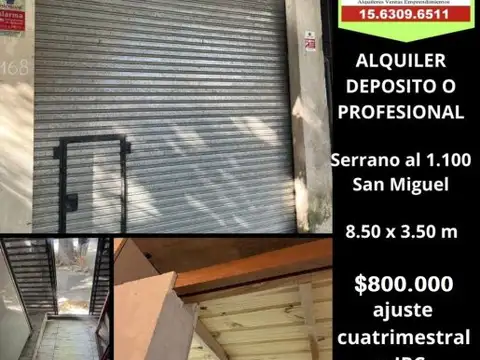 Alquiler local depósito 25m2 San Miguel