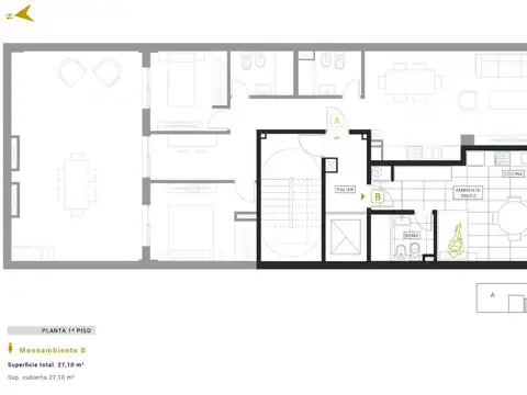 Departamento 3 ambientes con 1 baño