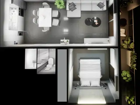 Departamento 2 ambientes con 1 baño