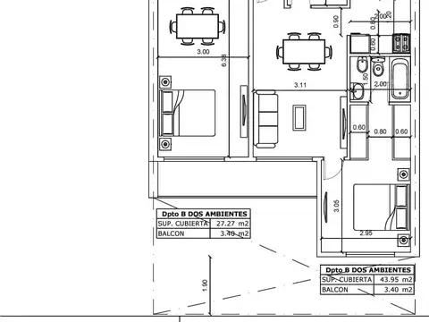 Departamento Monoambiente con 1 baño