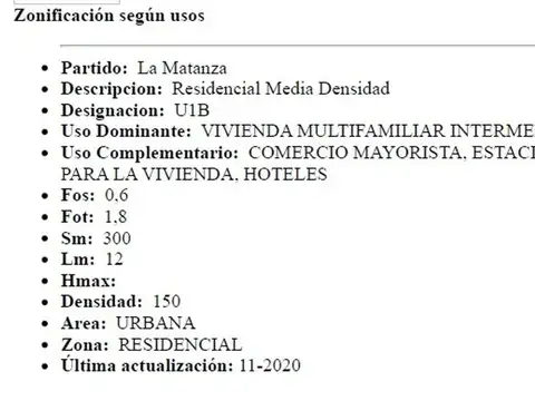 Terreno en Venta de 1059,0 m2