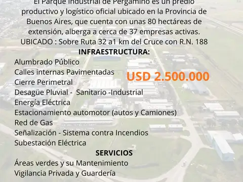 OPORTUNIDAD INDUSTRIAL LLAVE EN MANO – PARQUE INDUSTRIAL PERGAMINO