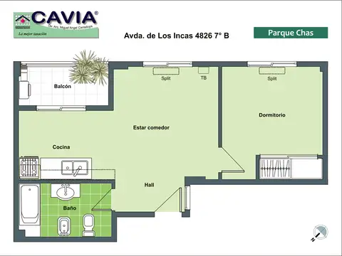 Departamento 2 ambientes con 1 baño