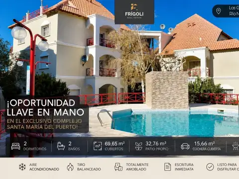 VENTA | 3 Ambientes | Cochera y Terraza c/ Parrilla | AMOBLADO | 109,80 m² | Complejo Santa María del Puerto