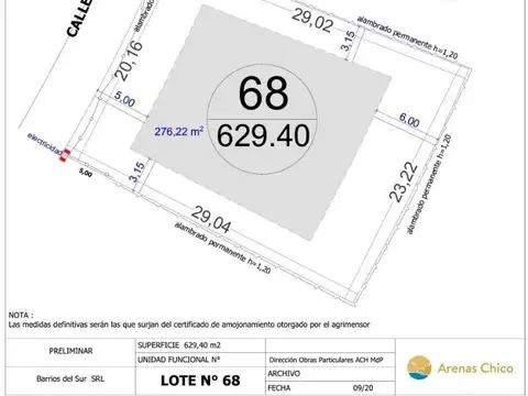 Terreno en Venta en Barrio Arenas Chico, USD 45.000