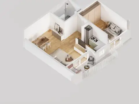 Departamento 2 ambientes con 1 baño