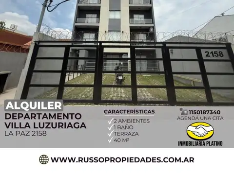Alquiler departamento 2 ambientes Villa Luzuriaga