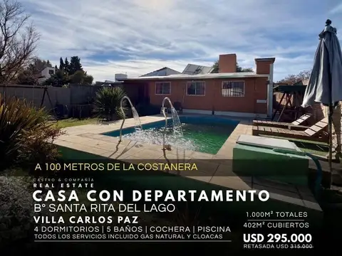 Venta Casa y Departamento A 100 Mts De La Costanera Lago San Roque En Santa Rita - Villa Carlos Paz