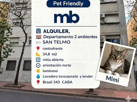 2 Ambientes al contrafrente , Luminoso, contrafrente , 34,8m2 frente al parque Lezama