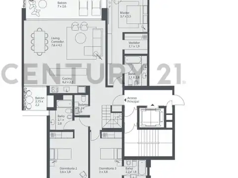Departamento en Venta de 5 ambientes