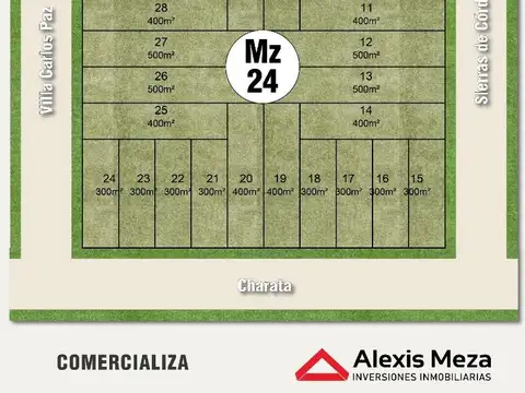 Terreno en Venta 10  mts Frente