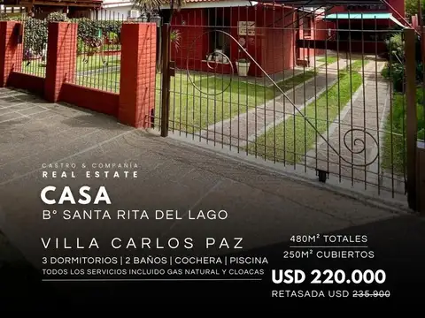 Venta De Casa 3 Dormitorios Y Pileta En Barrio Residencial Santa Rita Del Lago - Villa Carlos Paz