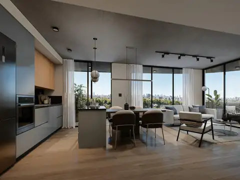 Departamento de 2 ambientes con parrilla y vista abierta en esquina full amenities. seguridad 24hs