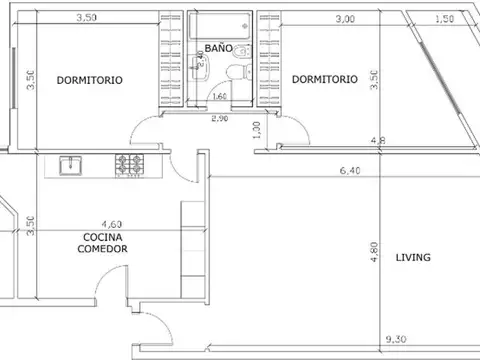 Departamento en Venta de 3 ambientes