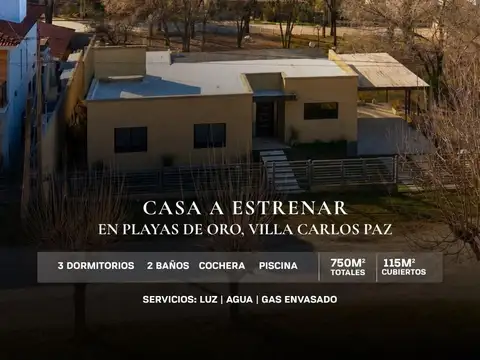 Venta Casa A Estrenar 3 Dormitorios Con 2 Baños Y Pileta En Playas De Oro - Villa Carlos Paz