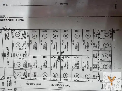 Terreno en Venta de 640,0 m2