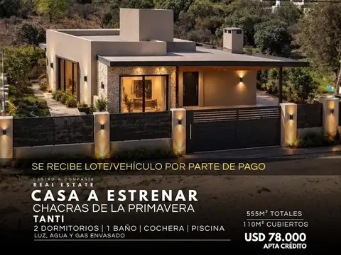 Venta Casa A Estrenar De 2 Dormitorios En Chacras De La Primavera – Tanti | Apta Crédito