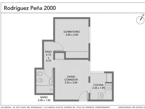 Departamento 2 ambientes con 1 baño